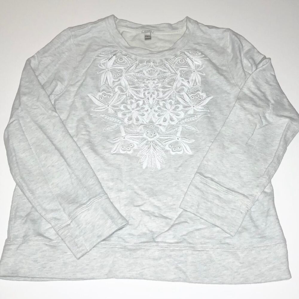 Jcrew Women's Grey and White Sweatshirt